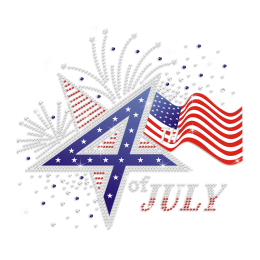 Bling American Star & Flag Rhinestone Iron On Decals for Shirts